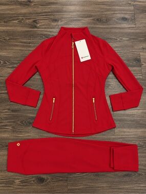 ❤️Red Lululemon Define Jacket Nulu Gold Zipper & Align Pant 25 setMULTIPLE SIZE